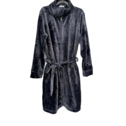 Ρόμπα Unisex Μονόχρωμη Fleece Μακριά με Φερμουάρ Regular Fit, Γκρι