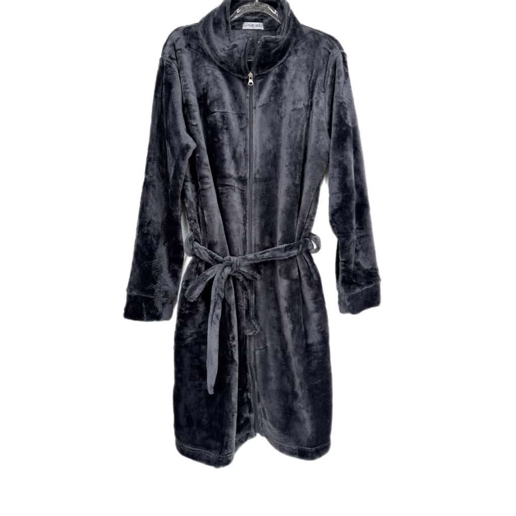 Ρόμπα Unisex Μονόχρωμη Fleece Μακριά με Φερμουάρ Regular Fit, Γκρι