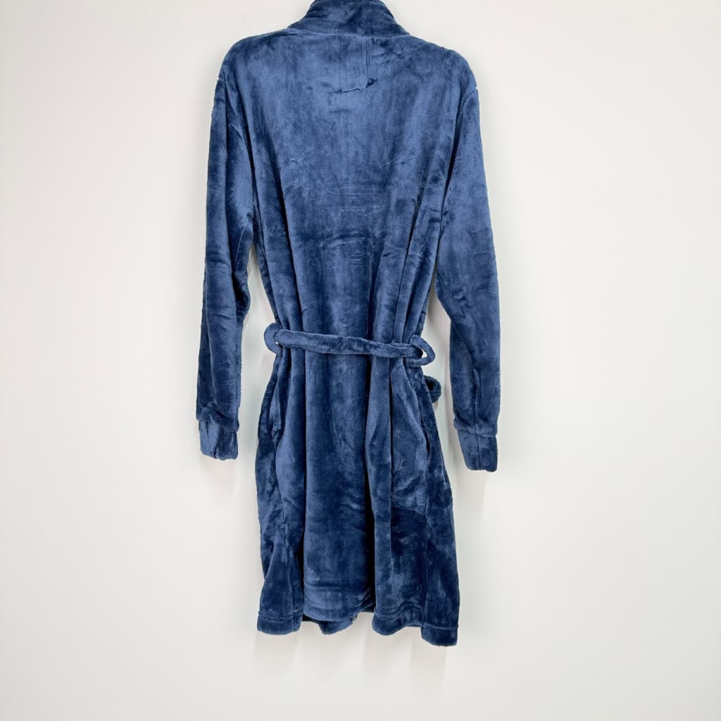 Ρόμπα Unisex Μονόχρωμη Fleece Μακριά με Φερμουάρ Regular Fit, Μπλε