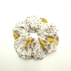 Λαστιχάκι Μαλλιών Σούρα Scrunchie Φλοράλ Μεγάλο Μέγεθος, Εκρού