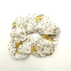 Λαστιχάκι Μαλλιών Σούρα Scrunchie Φλοράλ Μεγάλο Μέγεθος, Εκρού