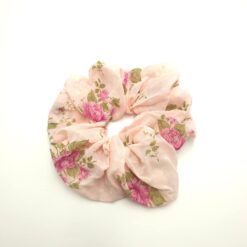 Λαστιχάκι Μαλλιών Σούρα Scrunchie Φλοράλ Μεγάλο Μέγεθος, Ροζ