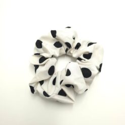 Λαστιχάκι Μαλλιών Σούρα Scrunchie Πουά Μεγάλο Μέγεθος, Λευκό