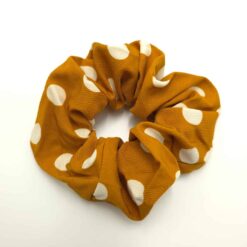 Λαστιχάκι Μαλλιών Σούρα Scrunchie Πουά Μεγάλο Μέγεθος, Μουσταρδί