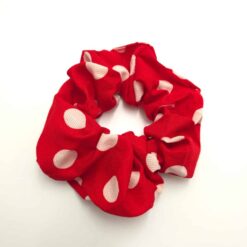 Λαστιχάκι Μαλλιών Σούρα Scrunchie Πουά Μεγάλο Μέγεθος, Κόκκινο