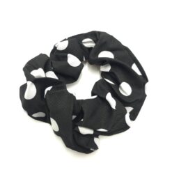 Λαστιχάκι Μαλλιών Σούρα Scrunchie Πουά Μεγάλο Μέγεθος, Μαύρο