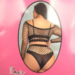 Σέξι Διχτυωτά Εσώρουχα Plus Size, Μαύρο