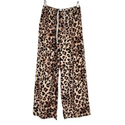 Γυναικείο Βαμβακερό Animal Print Παντελόνι Πιτζάμας Regular Fit, Μπεζ
