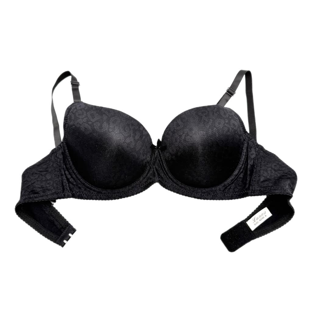 Σουτιέν Push Up με μέτρια Ενίσχυση και Σχέδιο Άνιμαλ Πριντ Cup C, Μαύρο