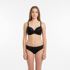 Σουτιέν Push Up με μέτρια Ενίσχυση και Σχέδιο Άνιμαλ Πριντ Cup C, Μαύρο