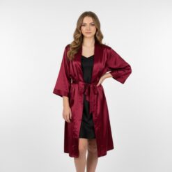 Γυναικεία Ρόμπα Σατέν Regular Fit, Μπορντό