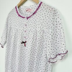 Γυναικείο Νυχτικό Μίντι Φλοράλ Plus Size, Λευκό Μπορντό