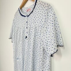 Γυναικείο Νυχτικό Μίντι Φλοράλ Plus Size, Λευκό Μπλε
