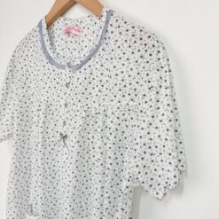 Γυναικείο Νυχτικό Μίντι Φλοράλ Plus Size, Λευκό Γκρι