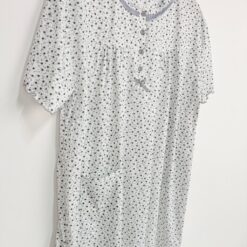 Γυναικείο Νυχτικό Μίντι Φλοράλ Plus Size, Λευκό Γκρι