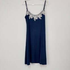 Γυναικείο Σετ Νυχτικό και Ρόμπα με Δαντέλα Regular Fit, Μπλε Μαρέν