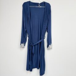 Γυναικείο Σετ Νυχτικό και Ρόμπα με Δαντέλα Regular Fit, Μπλε Μαρέν