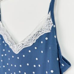 Γυναικείο Βαμβακερό Σετ Babydoll Πουά Τοπάκι και Σορτσάκι Regular Fit, Μπλε