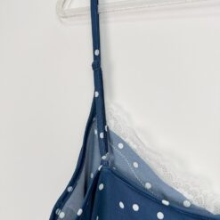 Γυναικείο Βαμβακερό Σετ Babydoll Πουά Τοπάκι και Σορτσάκι Regular Fit, Μπλε