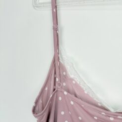 Γυναικείο Βαμβακερό Σετ Babydoll Πουά Τοπάκι και Σορτσάκι Regular Fit, Ροζ
