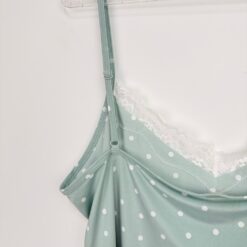 Γυναικείο Βαμβακερό Σετ Babydoll Πουά Τοπάκι και Σορτσάκι Regular Fit, Μέντα