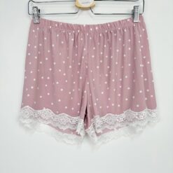 Γυναικείο Βαμβακερό Σετ Babydoll Πουά Τοπάκι και Σορτσάκι Regular Fit, Ροζ