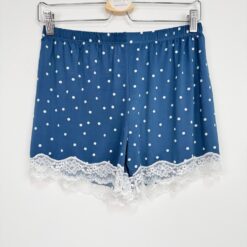 Γυναικείο Βαμβακερό Σετ Babydoll Πουά Τοπάκι και Σορτσάκι Regular Fit, Μπλε