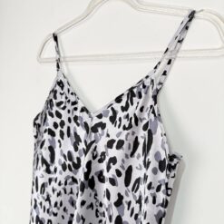 Γυναικείο Σατέν Νυχτικό Άνιμαλ Πριντ Regular Fit, Γκρι