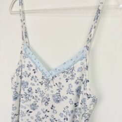 Γυναικείο Νυχτικό Αμάνικο Φλοράλ Regular Fit, Λευκό Μπλε