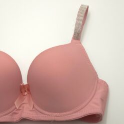 Σουτιέν Push Up με Ενίσχυση και Στρασάκια στις Τιράντες Cup B, Ροζ