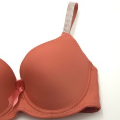 Σουτιέν Push Up με Ενίσχυση και Στρασάκια στις Τιράντες Cup B, Κεραμιδί