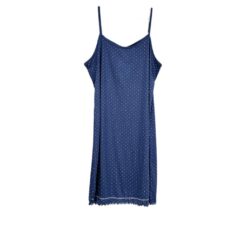 Γυναικείο Νυχτικό Αμάνικο Μίντι Πουά Plus Size, Μπλε