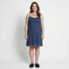 Γυναικείο Νυχτικό Αμάνικο Μίντι Πουά Plus Size, Μπλε