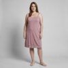 Γυναικείο Νυχτικό Αμάνικο Μίντι Πουά Plus Size, Ροζ