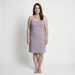 Γυναικείο Νυχτικό Αμάνικο Μίντι Πουά Plus Size, Μωβ