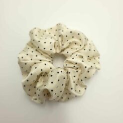 Λαστιχάκι Μαλλιών Σούρα Scrunchie Πουά, Εκρού