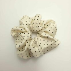 Λαστιχάκι Μαλλιών Σούρα Scrunchie Πουά, Εκρού