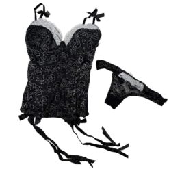 Σετ Sexy Κορσές με String και Ζαρτιέρες, Μαύρο
