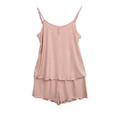 Γυναικείο Σετ Babydoll Ριπ Τοπάκι και Σορτσάκι Slim Fit, Σομόν