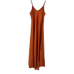 Γυναικείο Φόρεμα Maxi Σατέν Regular Fit, Τερακότα