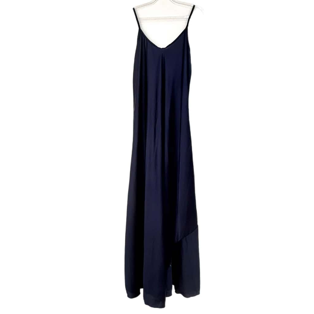 Γυναικείο Φόρεμα Maxi Σατέν Regular Fit, Μπλε Μαρέν