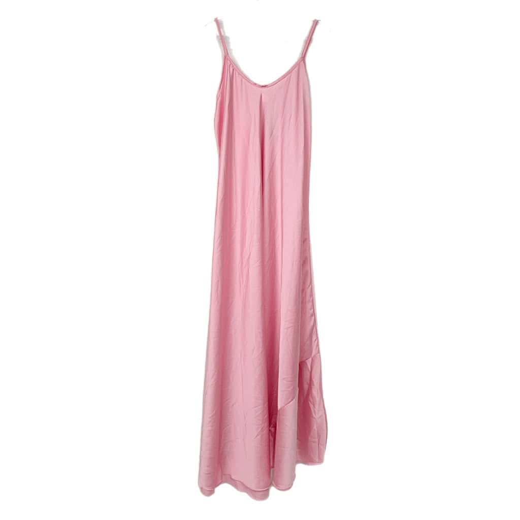 Γυναικείο Φόρεμα Maxi Σατέν Regular Fit, Ροζ