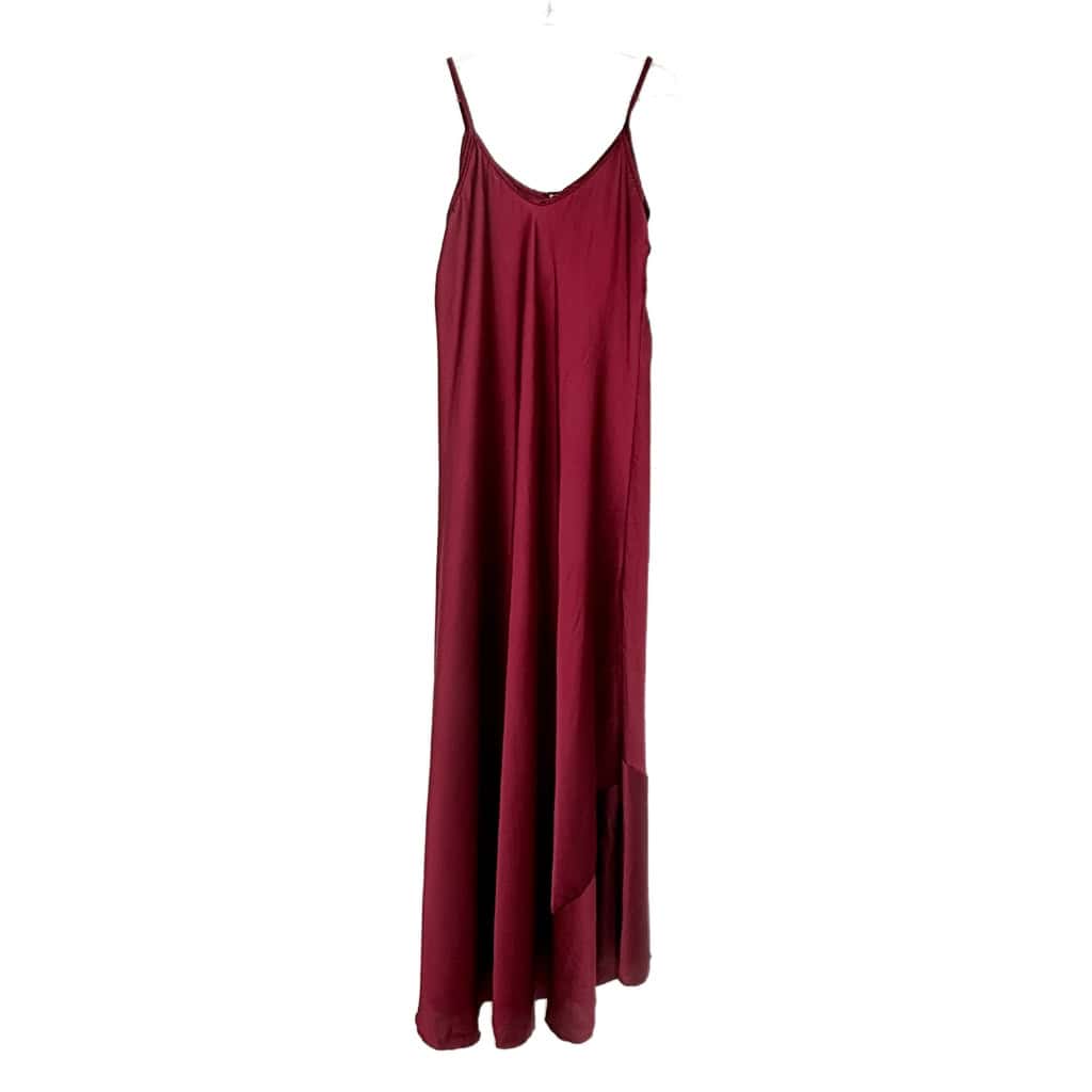 Γυναικείο Φόρεμα Maxi Σατέν Regular Fit, Μπορντό