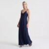 Γυναικείο Φόρεμα Maxi Σατέν Regular Fit, Μπλε Μαρέν