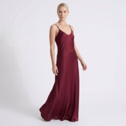 Γυναικείο Φόρεμα Maxi Σατέν Regular Fit, Μπορντό