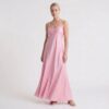 Γυναικείο Φόρεμα Maxi Σατέν Regular Fit, Ροζ