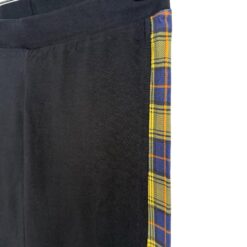 Παντελόνι Κολάν Βαμβακερό με Καρό Γραμμή στα πλαϊνά, Μαύρο