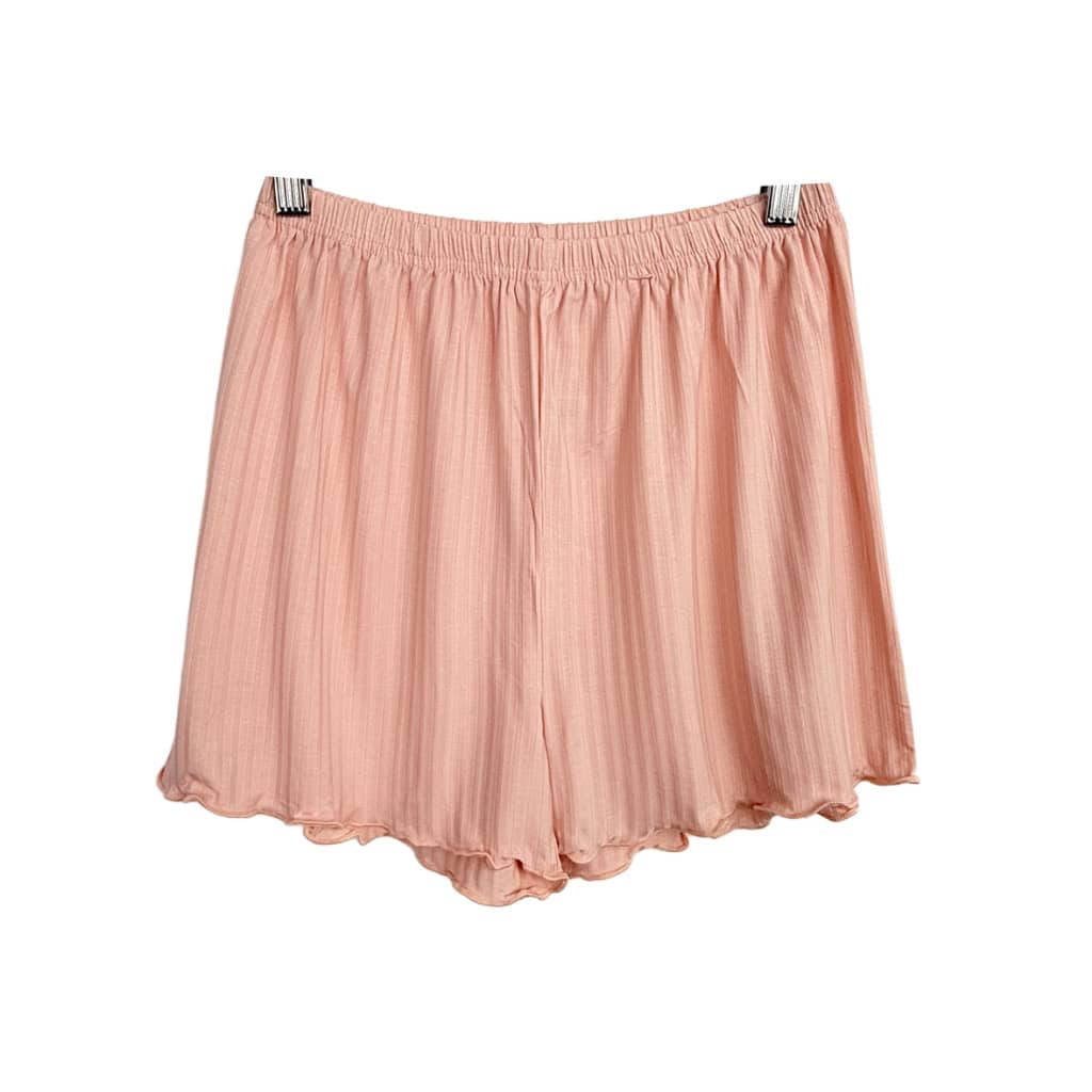 Γυναικείο Σετ Babydoll Ριπ Τοπάκι και Σορτσάκι Slim Fit, Σομόν