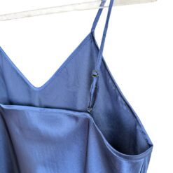 Σατέν Νυχτικό κοντό Slim Fit, Σκούρο Μπλε