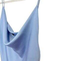 Γυναικείο Σατέν Μπλουζάκι Αμάνικο με Τιράντες Regular Fit, Γαλάζιο